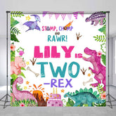 Aperturee - Aperturee Baby Dinosaur Two Rex Custom Name Birthday Backdrop